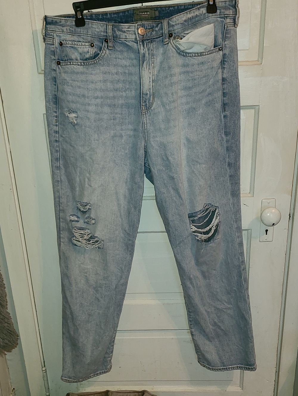 torrid Light Wash Distressed Boyfriend Jeans - Light Blue